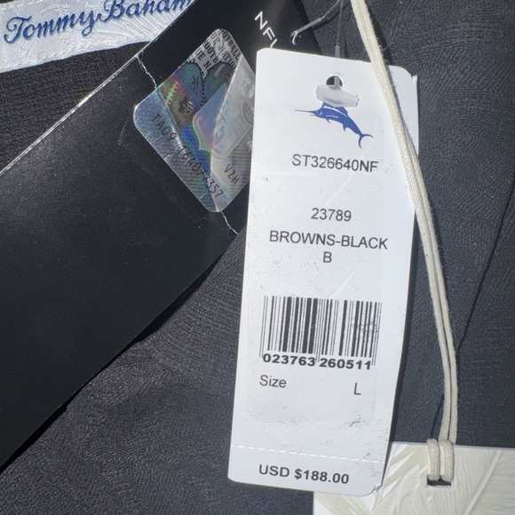 Cleveland Browns Tommy Bahama Men 100% Silk Camp Hawaiian Shirt Sz L NEW $188 - Picture 5 of 9